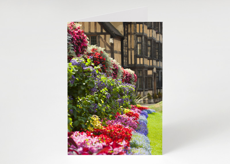 Floral display at Castle Gates House, Shrewsbury, Shropshire.