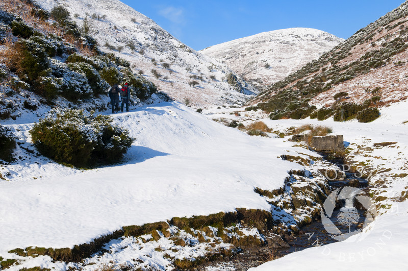 Snow covers the Carding Mill Valley near Church Stretton, Shropshire, England.