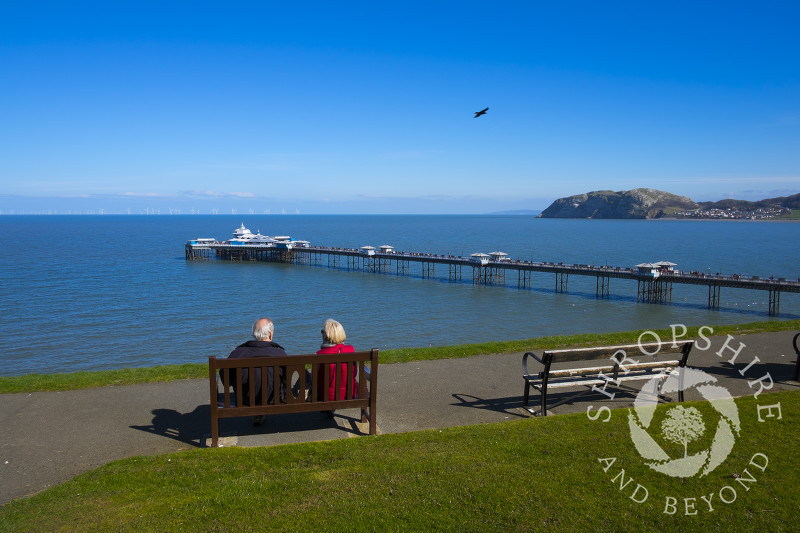 Llandudno Pier seen from Happy Valley Gardens, North Wales.