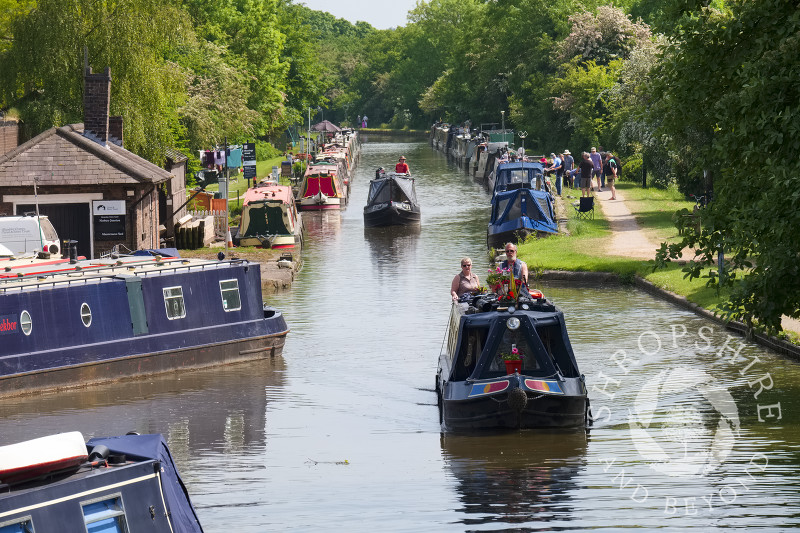 Boats on the Shropshire Union Canal at Norbury Junction, Staffordshire.