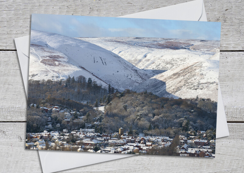 Snow over Church Stretton and the Long Mynd, Shropshire.