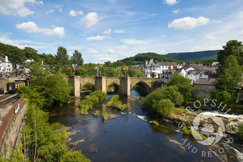 The bridge over the River Dee at Llangollen, Denbighshire, Wales.