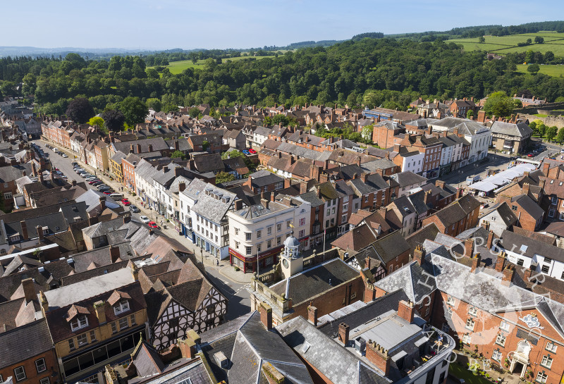 The view from the tower of St Laurence's Church, Ludlow, Shropshire.