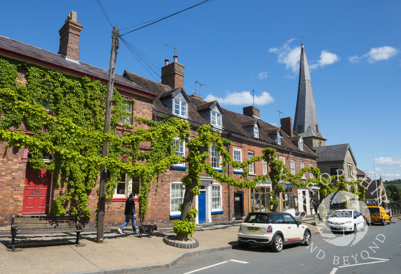 The twisted spire of St Mary's Church overlooks the town of Cleobury Mortimer in Shropshire.
