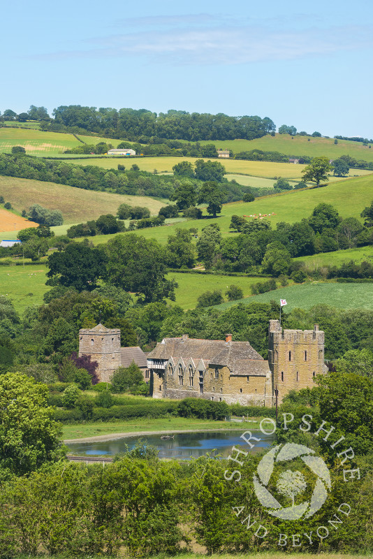 Stokesay Castle and the church of St John the Baptist, near Craven Arms, Shropshire.