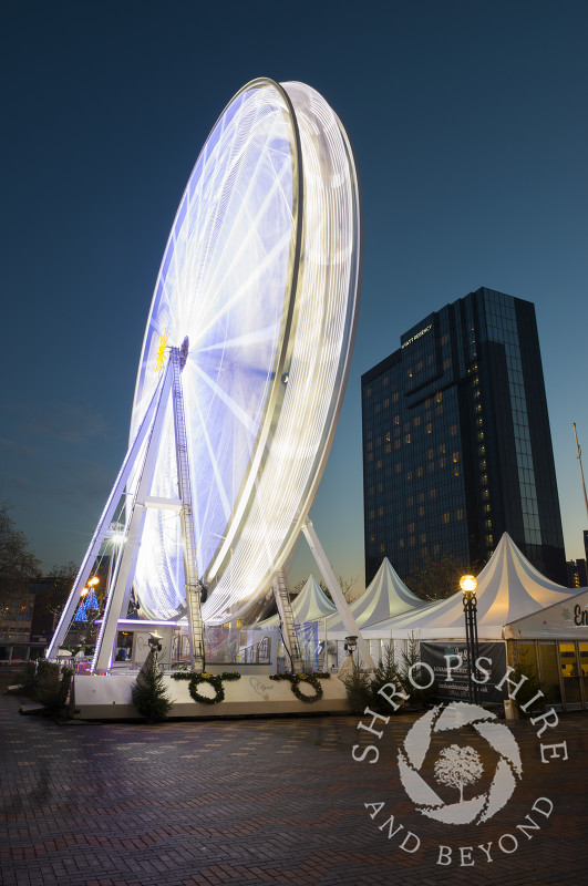 The Big Wheel in Centenary Square, part of the Frankfurt Christmas Market in Birmingham, West Midlands, England.