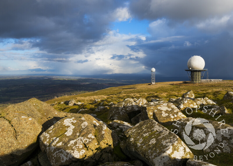 Storm clouds over Titterstone Clee Hill, Shropshire, England.