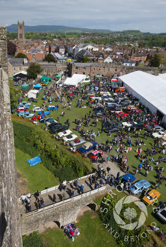 Looking down on the castle grounds at the 2017 Ludlow Spring Festival.