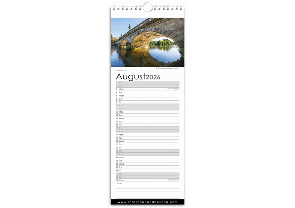 Slimline Shrewsbury 2025 Calendar
