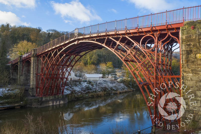 Winter sunlight on the Iron Bridge at Ironbridge, Shropshire.