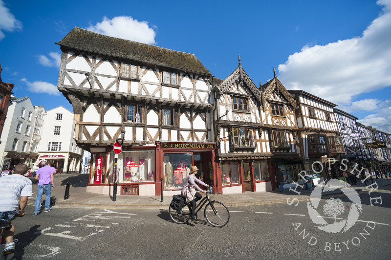 Half-timbered buildings in the medieval market town of Ludlow, Shropshire.