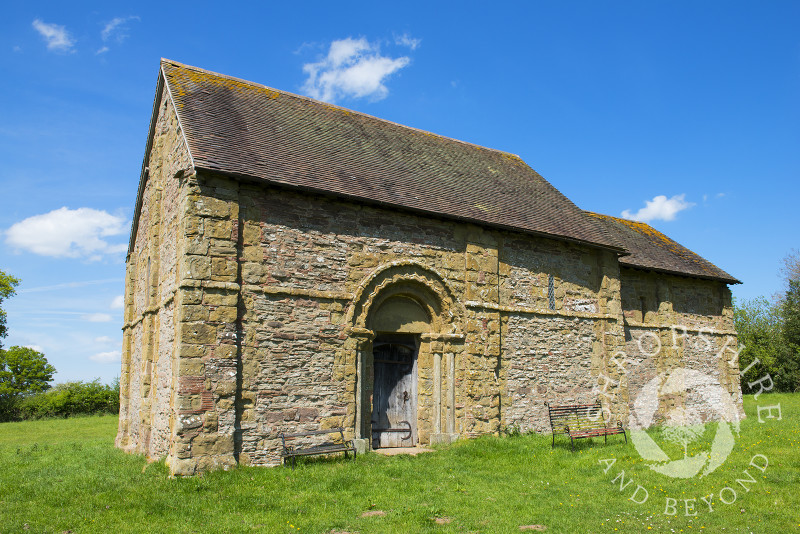 The 12th century chapel at Heath, near Bouldon, South Shropshire, England.