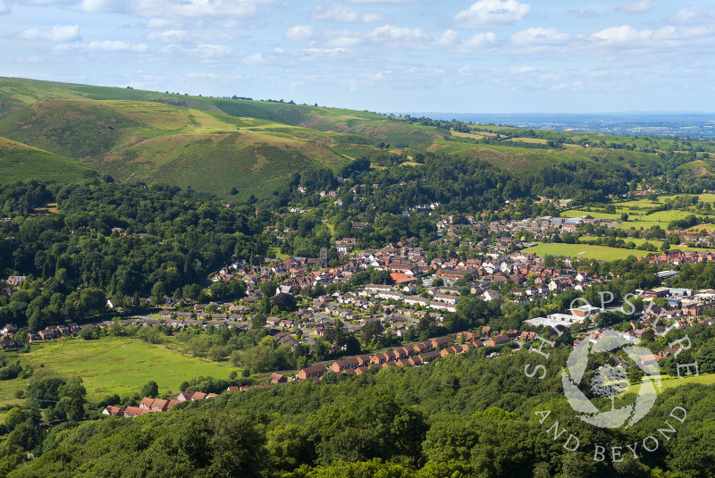 The town of Church Stretton, seen from Ragleth Hill, Shropshire.