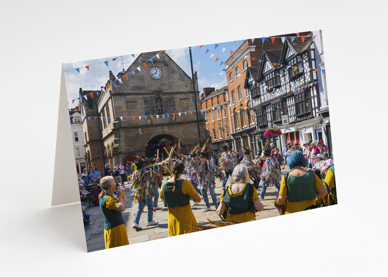 Morris dancers in the Square, Shrewsbury, Shropshire.
