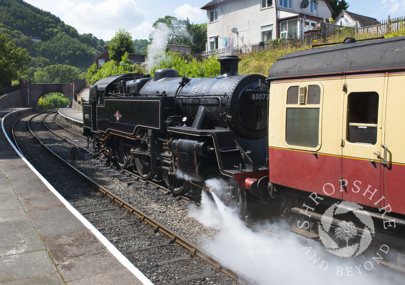 BR Standard Class 4 Tank at Llangollen Railway Station, Dengishshire, Wales.