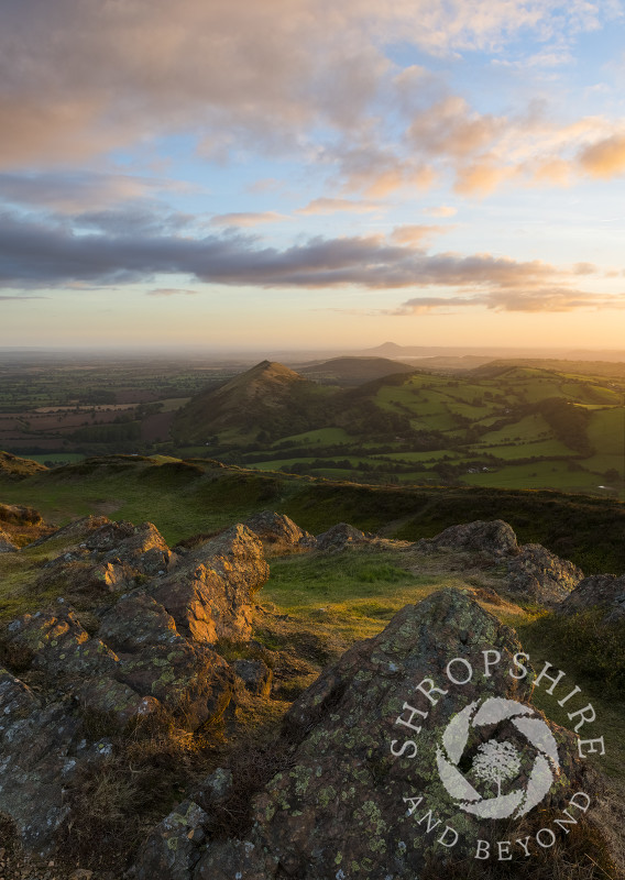 Sunrise seen from the summit of Caer Caradoc, near Church Stretton, Shropshire.