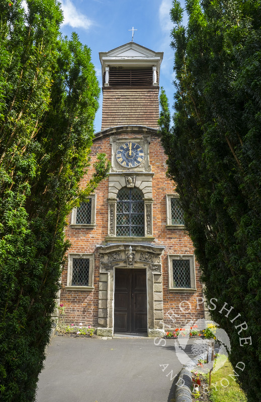 A view of the west front of Holy Trinity Church in Minsterley, Shropshire.