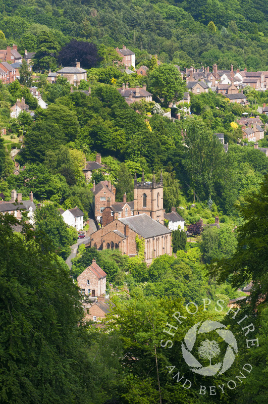 St Luke's Church nestling in the town of Ironbridge, Shropshire.