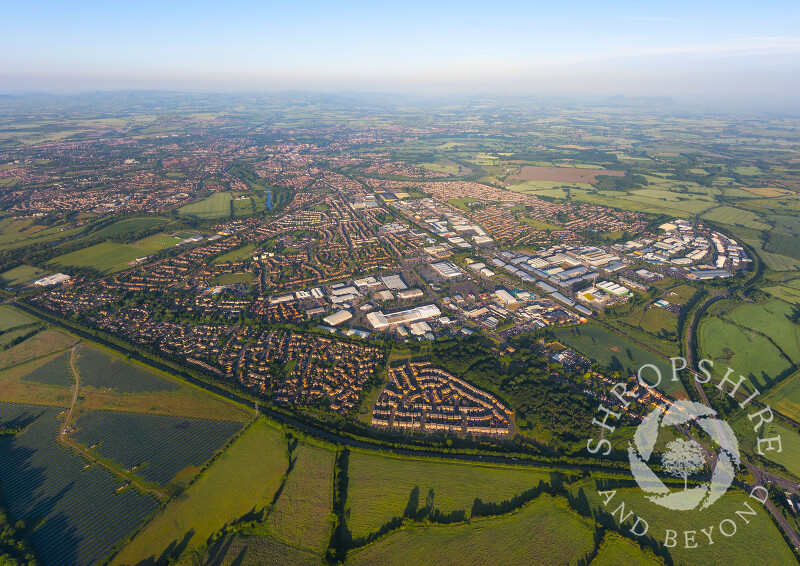 Bird's-eye view of Shrewsbury, Shropshire.