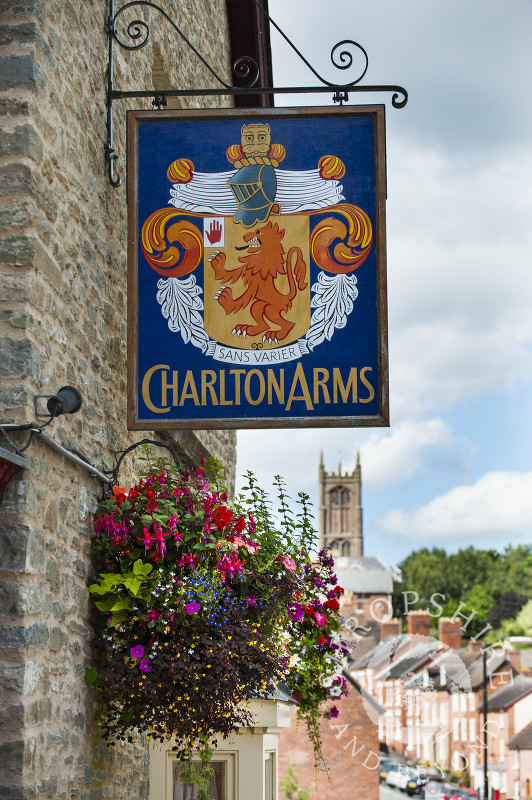 The Charlton Arms pub at Ludford Bridge in Ludlow, Shropshire.