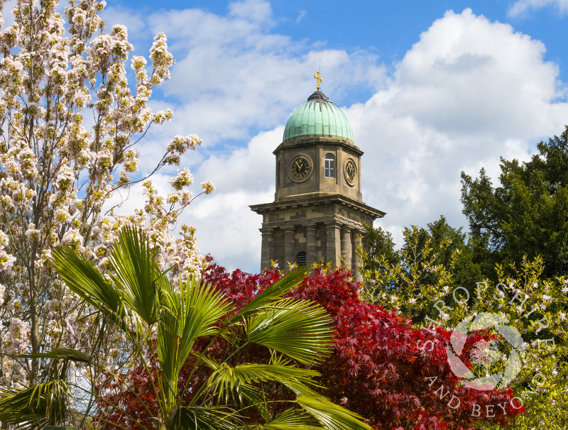 St Mary's Church seen from the castle gardens, Bridgnorth, Shropshire.