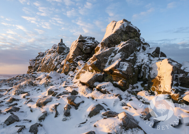 Manstone Rock at sunrise on The Stiperstones, Shropshire.